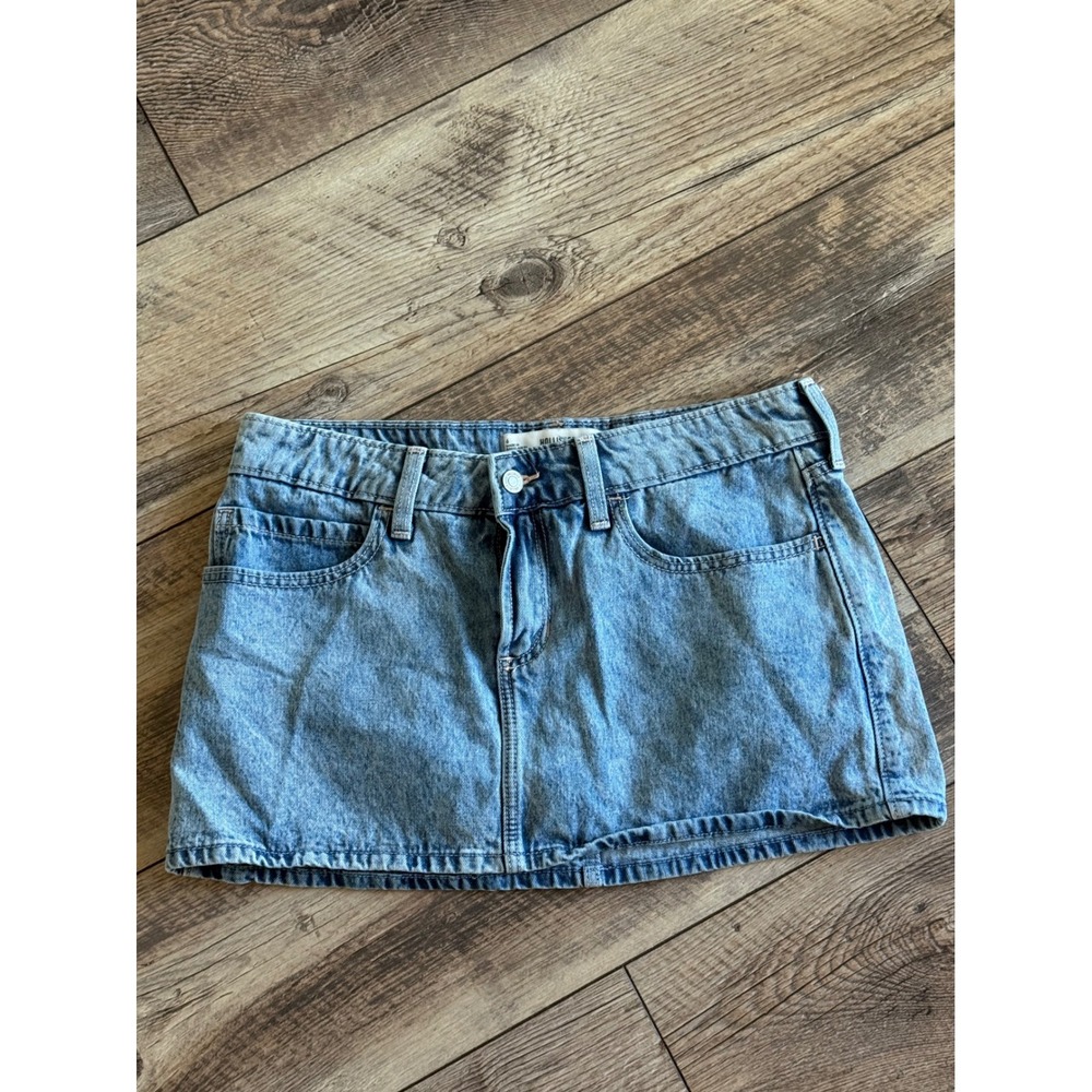 Hollister Light‎ Wash Denim Skirt Bow Back Pockets Size 6